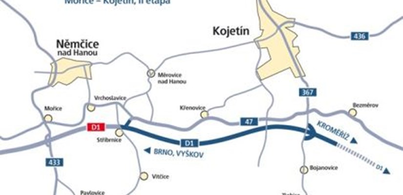 D1 mezi Moricemi a Kojetínem D1 mezi Moricemi a Kojetínem